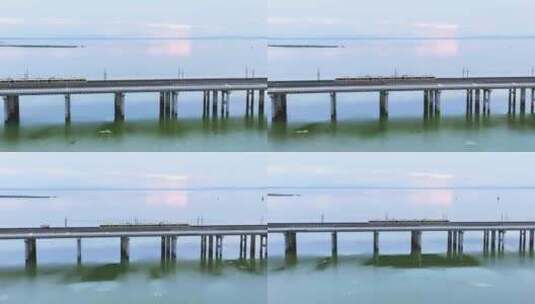 南京石臼湖特大桥建筑风光高清在线视频素材下载