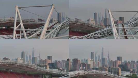 上海清晨日出天际线航拍高清在线视频素材下载