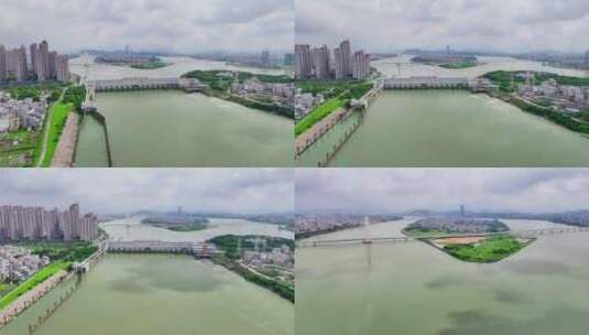 潮州市潮州大桥韩江流域航拍02高清在线视频素材下载
