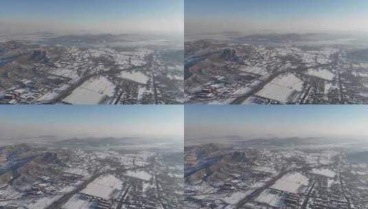 航拍农村雪景高清在线视频素材下载