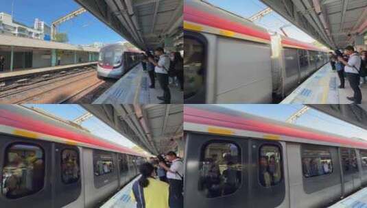 香港地铁站列车进出站高清在线视频素材下载