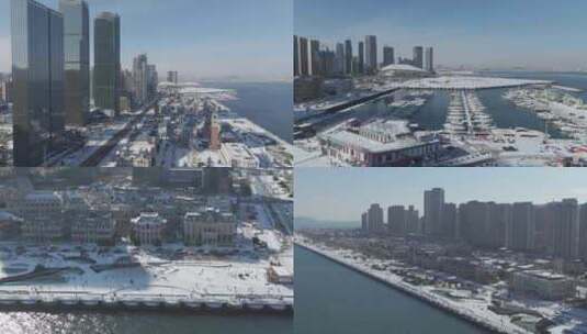 城市雪景 冬天 城市雪景航拍高清在线视频素材下载