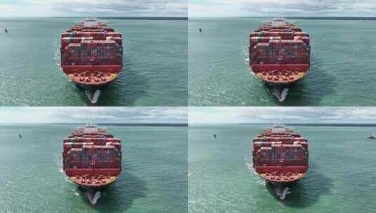 轮船航拍大型集装箱货轮高清在线视频素材下载