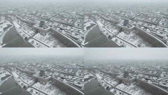 山西晋中平遥古城雪景航拍风景宣传视频高清在线视频素材下载