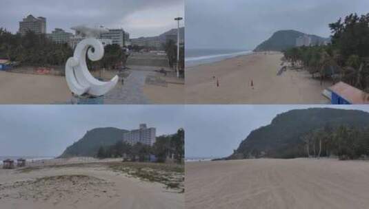 广东茂名海滩航拍高清在线视频素材下载