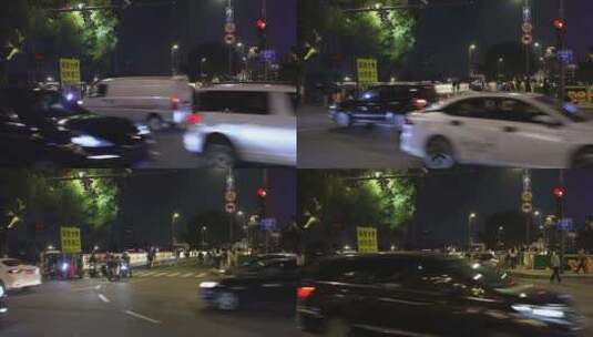夜晚城市生活路口车流高清在线视频素材下载