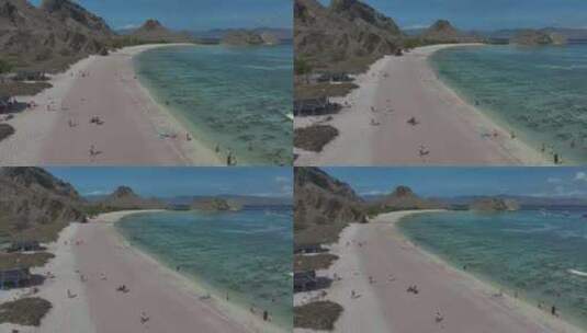 HDR印尼科莫多帕达尔岛粉红沙滩航拍风光高清在线视频素材下载
