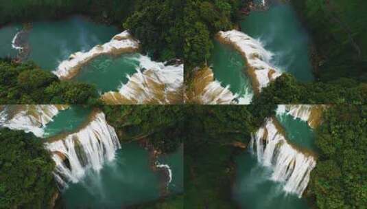 贵州安顺黄果树环绕旋转360°航拍瀑布高清在线视频素材下载