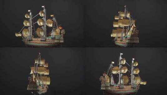传说中的帆船是西班牙船队历史上最强大的船高清在线视频素材下载
