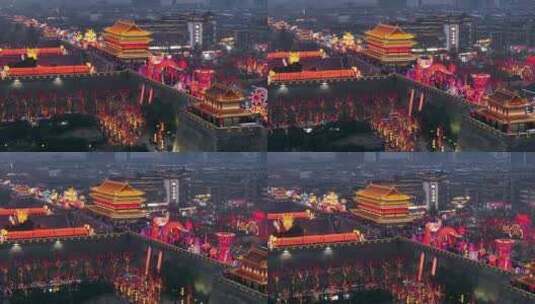 2024年西安城墙花灯 永宁门 元宵节高清在线视频素材下载