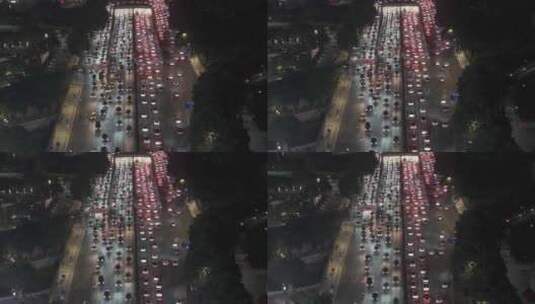 航拍城市夜景车流 车流航拍高清在线视频素材下载