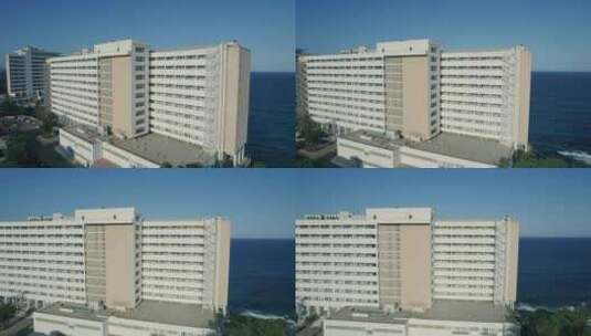 鸟瞰：马略卡岛酒店，转身就是雄伟的海景。高清在线视频素材下载