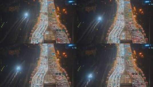 城市夜景街头马路行驶的汽车与车流高清在线视频素材下载