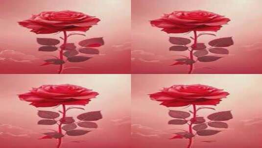 红色玫瑰花背景（竖屏）高清在线视频素材下载