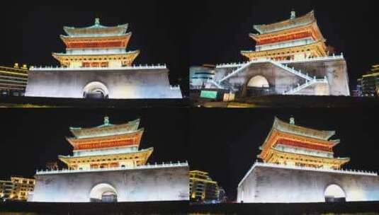 西安 鼓楼夜景 实拍高清在线视频素材下载