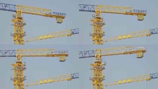 建筑施工工地工业起重机塔吊运行特写高清在线视频素材下载