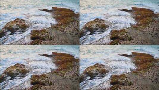 海南早晨海岛日出大海海浪拍打礁石高清在线视频素材下载