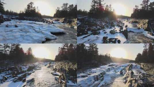 明尼苏达州令人难以置信的日落的冬季自然。高清在线视频素材下载