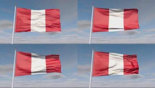 秘鲁国旗动画与天空和云高清在线视频素材下载