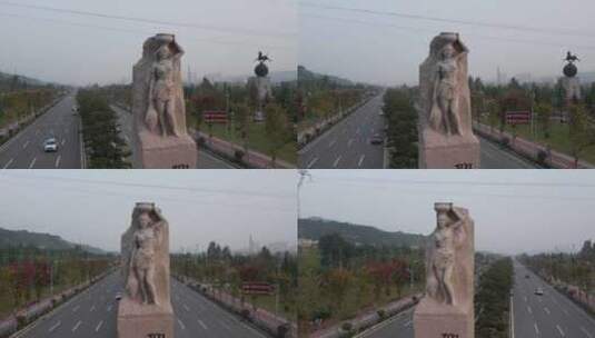 三门峡仰韶大道标志雕像高清在线视频素材下载