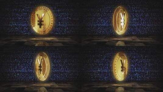 数字屏幕上的日元加密货币金币循环高清在线视频素材下载