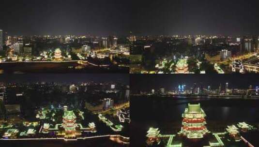 航拍江西南昌滕王阁5A景区夜景高清在线视频素材下载