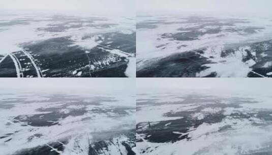 空中俯瞰冰冻湖高清在线视频素材下载