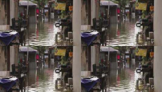 洪水下的街道高清在线视频素材下载