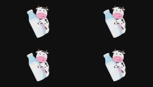 奶牛奶瓶动画高清在线视频素材下载