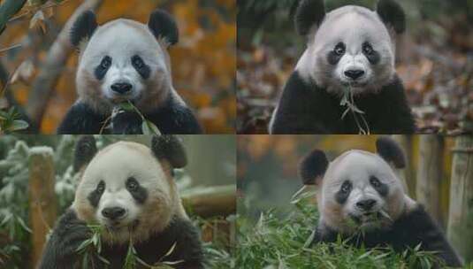 呆萌的大熊猫吃竹子国宝ai素材原创高清在线视频素材下载