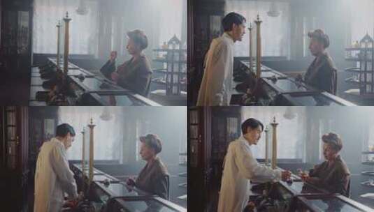 一名老年妇女向男子询问医疗信息高清在线视频素材下载