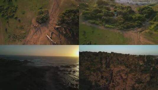 太阳落山在岩石海岸的海洋上高清在线视频素材下载