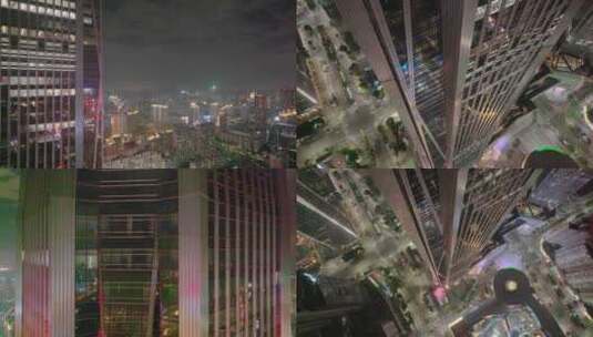 平安金融中心夜晚夜景深圳航拍城市地标高楼高清在线视频素材下载