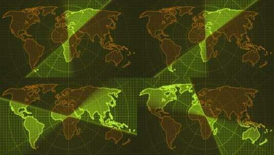 棕色黄色世界地图搜索雷达Hud动画高清在线视频素材下载