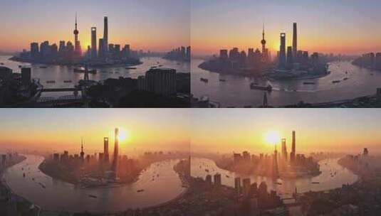 上海日出航拍合集1高清在线视频素材下载
