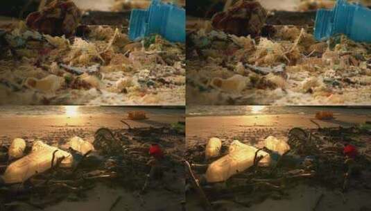 沙滩海洋垃圾高清在线视频素材下载