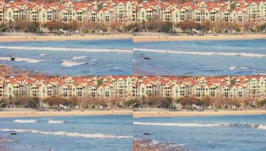 威海海边沙滩滨海风光高清在线视频素材下载