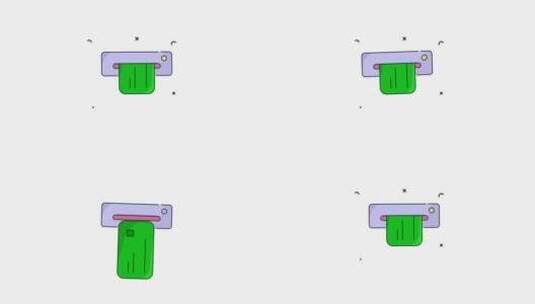 7atm借记卡图标进入ATM机的卡通视频高清在线视频素材下载