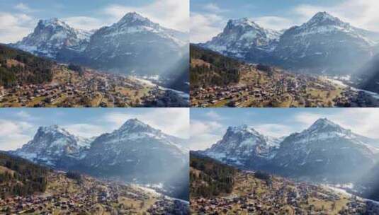 阳光下的瑞士格林德瓦高清在线视频素材下载