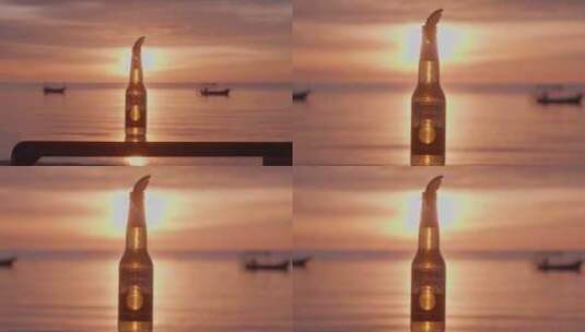 科罗纳啤酒海边日落时分2高清在线视频素材下载