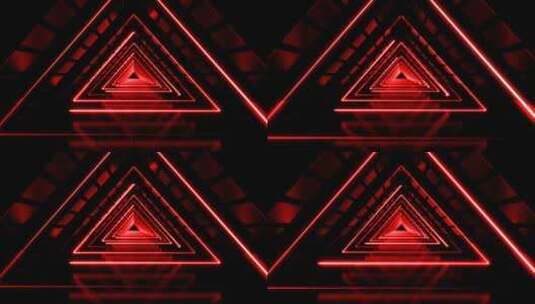 红色抽象技术环路三角隧道几何背景高清在线视频素材下载