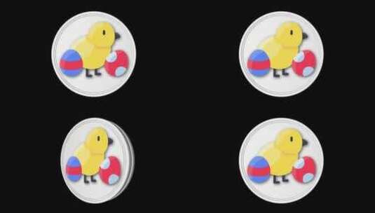 复活节鸡3d图标动画循环高清在线视频素材下载