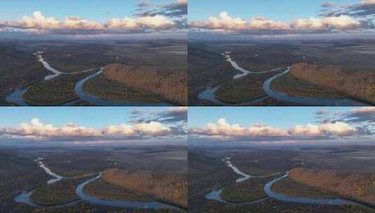 额尔古纳根河湿地公园秋季风景高清在线视频素材下载
