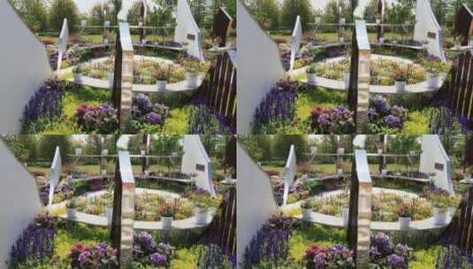 阳光户外花园唯美庭院设计花境花园设计高清在线视频素材下载