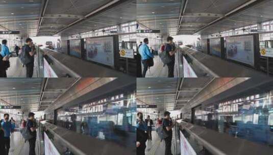 实拍北京地铁列车进站高清在线视频素材下载