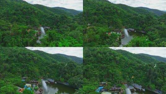 云南西双版纳原始森林公园HDR航拍高清在线视频素材下载