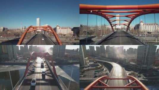 高级感镜头航拍天津金刚桥第一视角高清在线视频素材下载