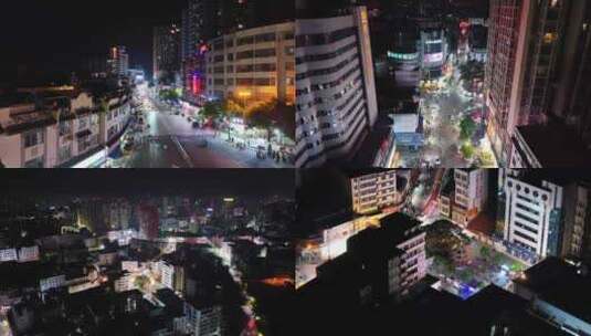 广西玉林十字街夜市夜景航拍高清在线视频素材下载