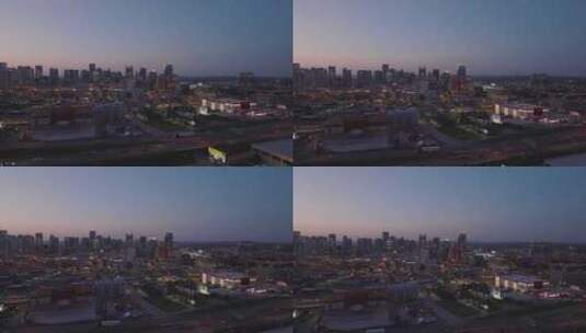 暮光之城纳什维尔市中心的鸟瞰图展示了充满高清在线视频素材下载