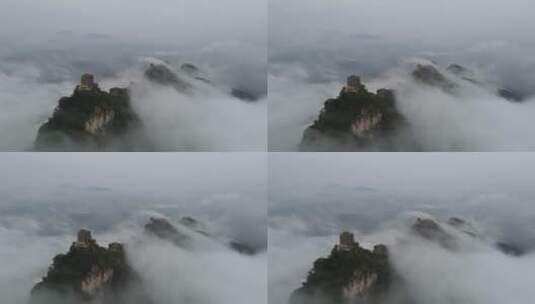 航拍雨后的北京密云司马台长城云海高清在线视频素材下载